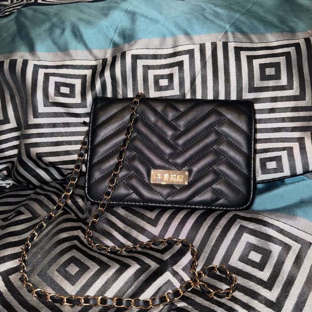 Black/Gold BEBE Quilted Chain Bag